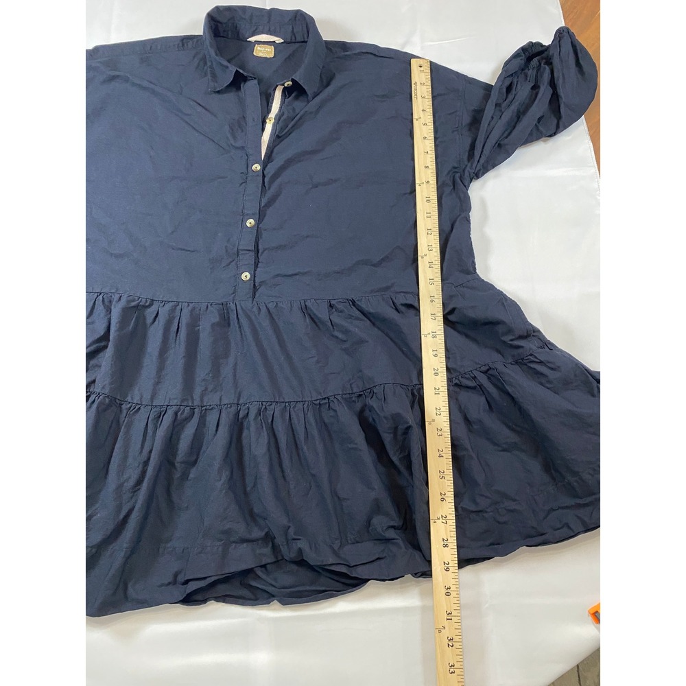 Free People Free-est Black Tiered Mini Dress Oversized Babydoll Balloon Sleeve M - Picture 6 of 10